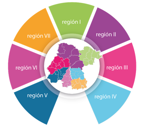 Mapa de regiones de la Alianza de Contralorías Estado - Municipios
